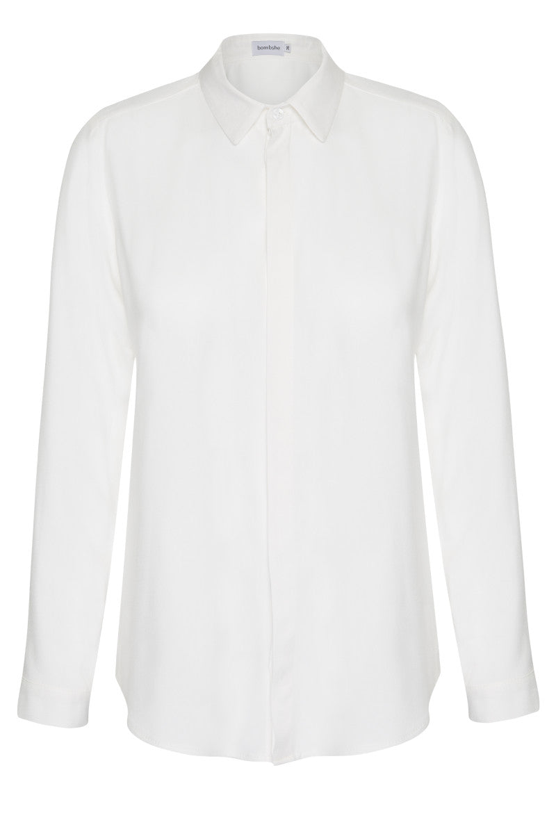 Simple cream viscose shirt