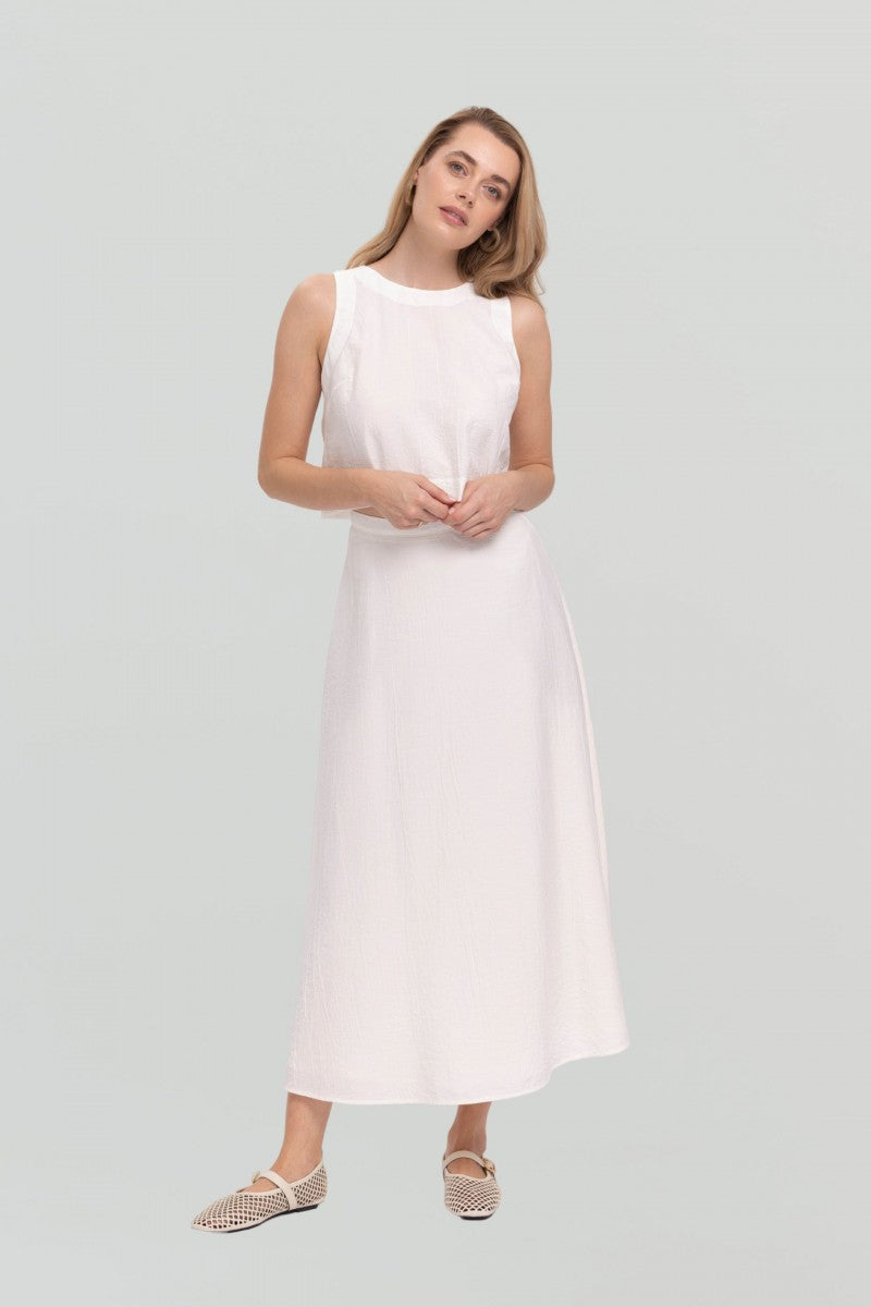 Spódnica maxi z kreszowanej wiskozy biała