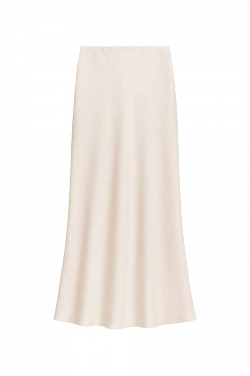 Pearl Gold Satin Midi Skirt