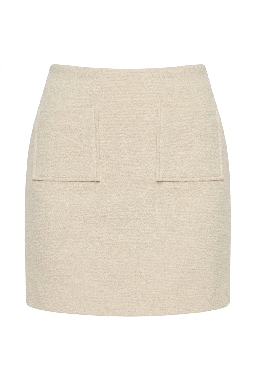 Spódnica mini boucle kremowa - packshot