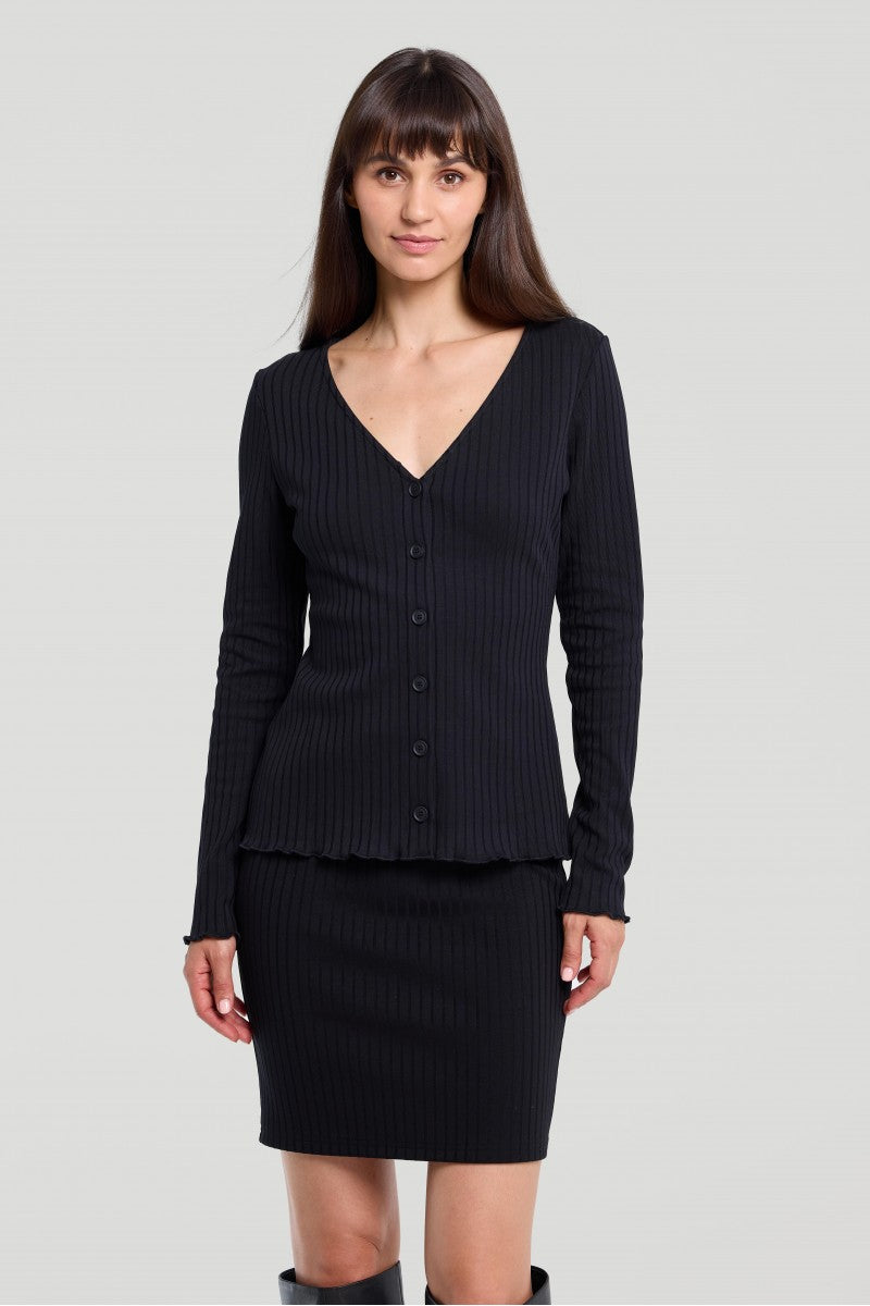 Black knitted mini skirt