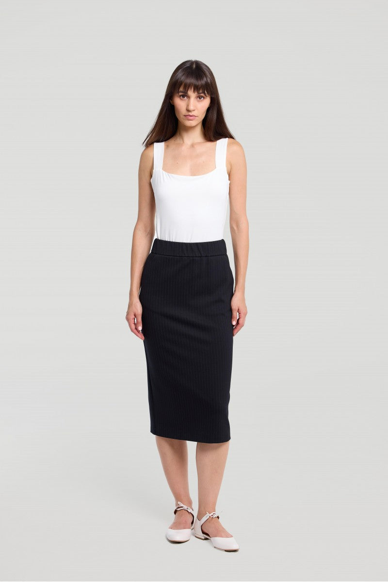 Spódnica midi z dzianiny w paski