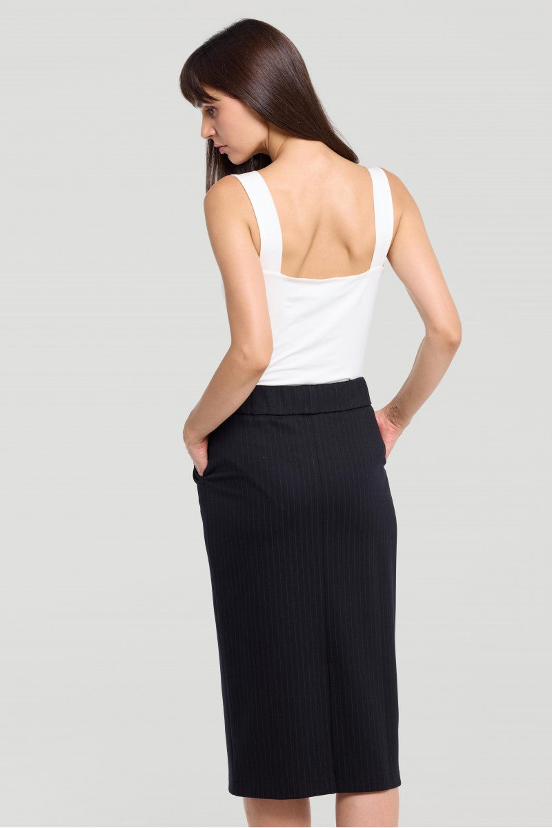 Striped knit midi skirt