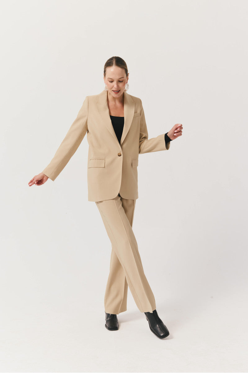 Spodnie z szeroką nogawką beżowe