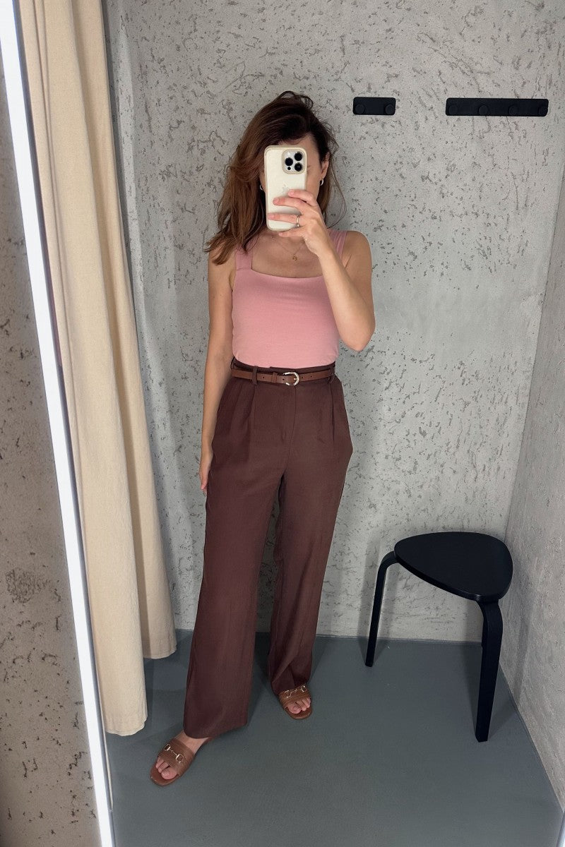 Chocolate wide-leg trousers