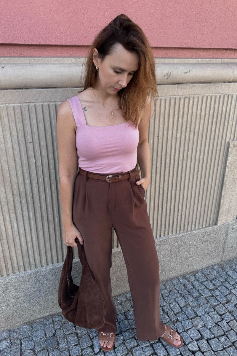 Chocolate wide-leg trousers