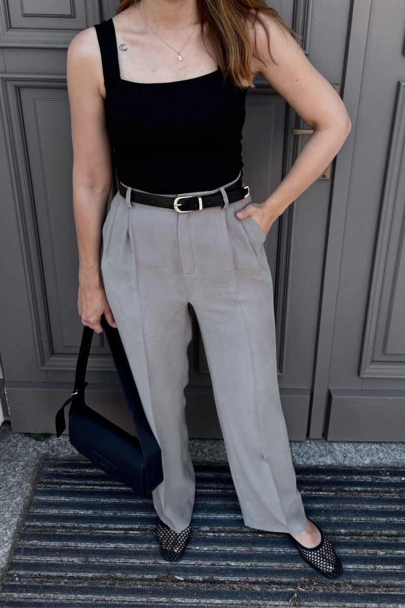 Spodnie z szeroką nogawką taupe