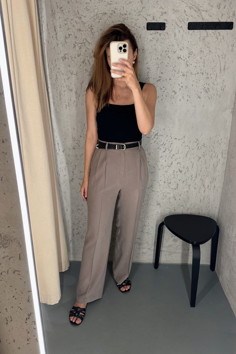 Taupe wide leg trousers