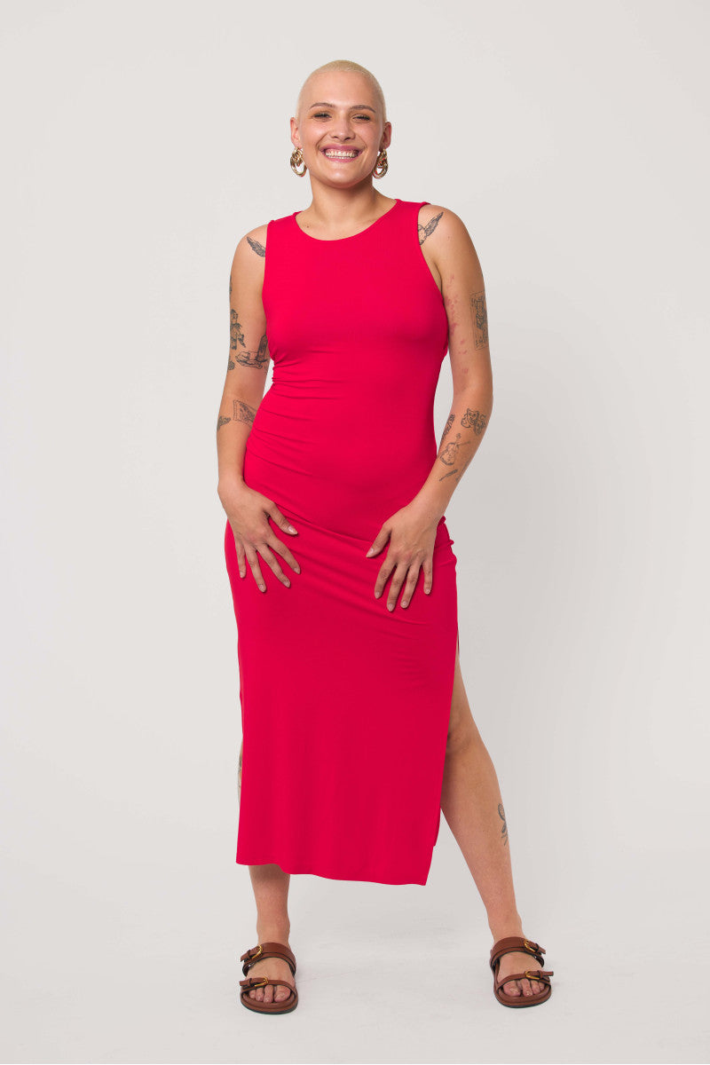 Sukienka maxi bez pleców czerwona