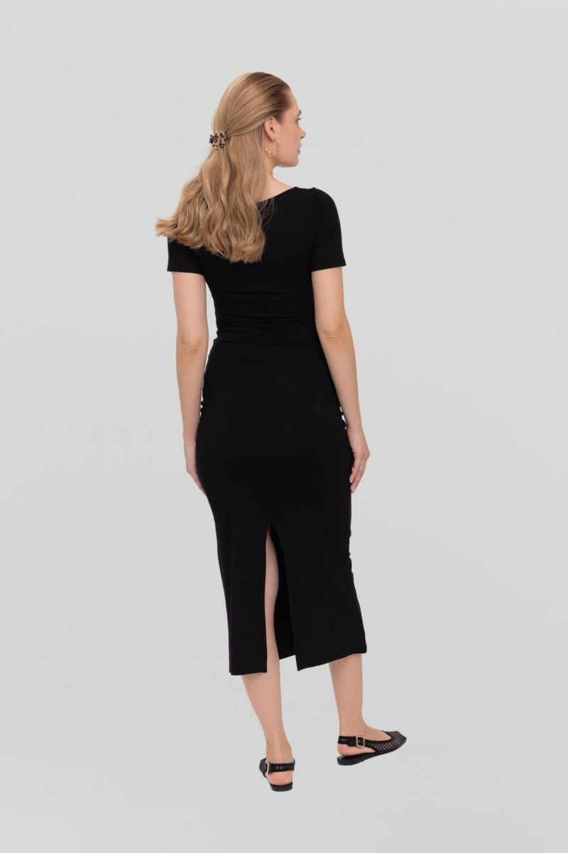 Sukienka midi z drapowaniem czarna