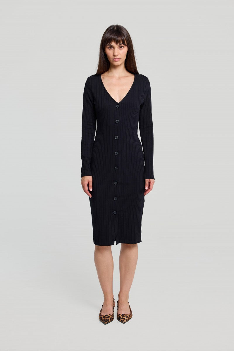 Sukienka midi z guzikami czarna
