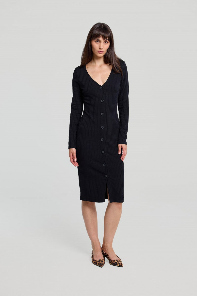 Black midi dress with buttons