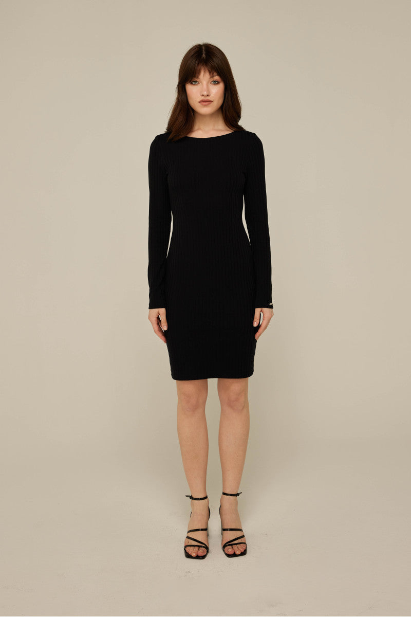 Sukienka mini z prążkowanej bawełny czarna
