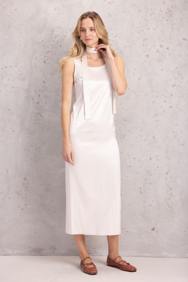 Sukienka satynowa złota perła