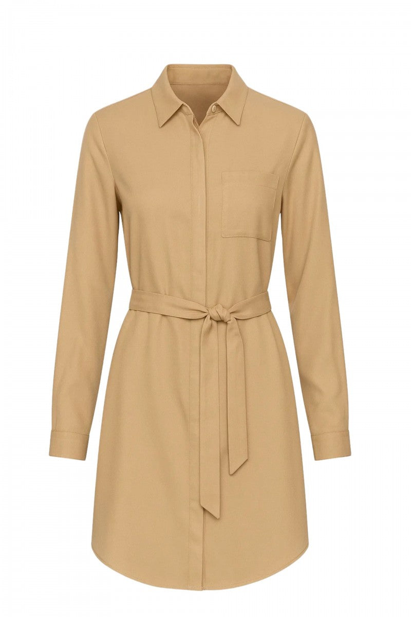 Sukienka szmizjerka z wiskozy karmelowa