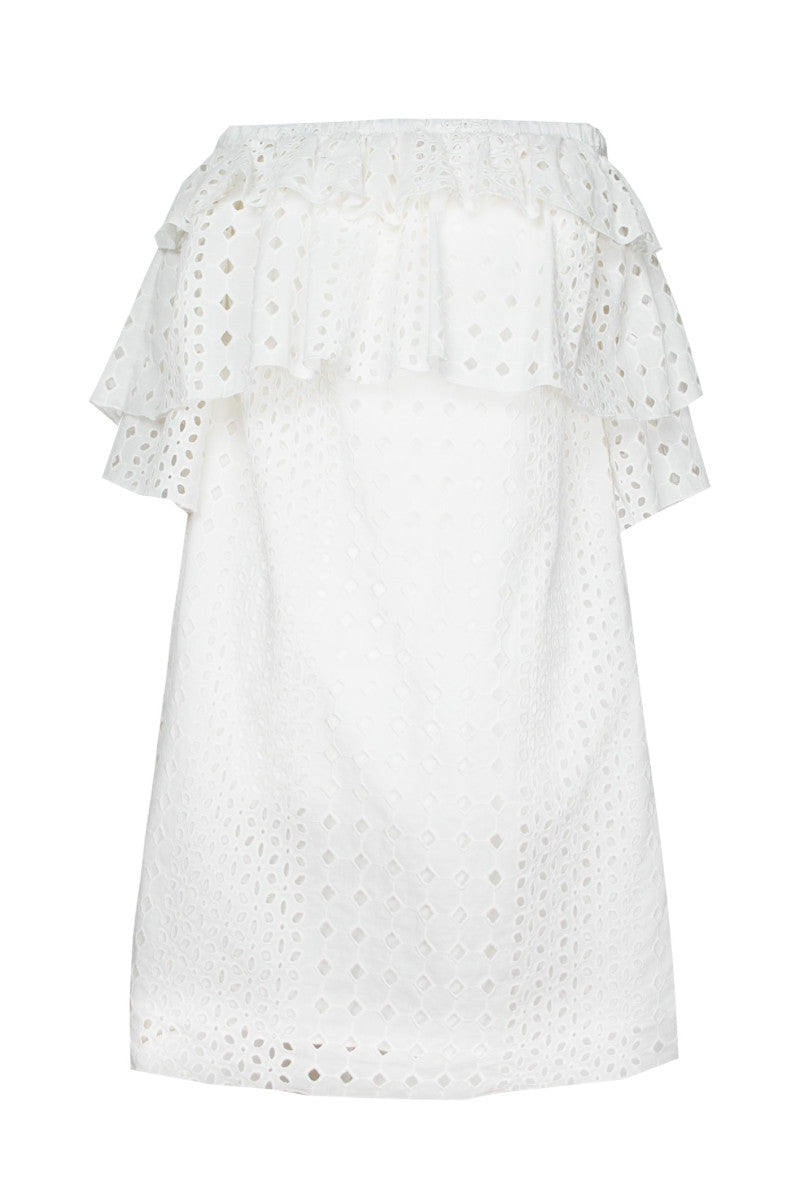Sukienka z ażurowej bawełny biała