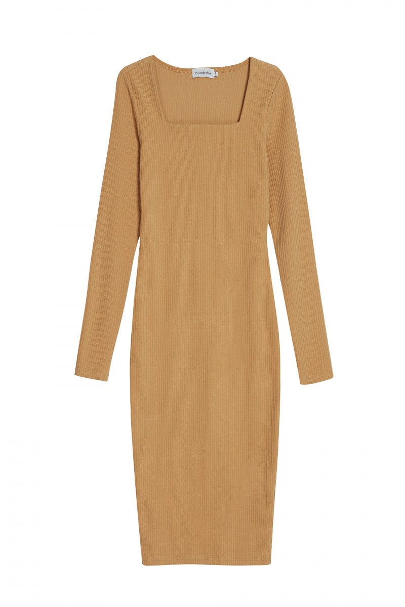 Caramel square neck dress