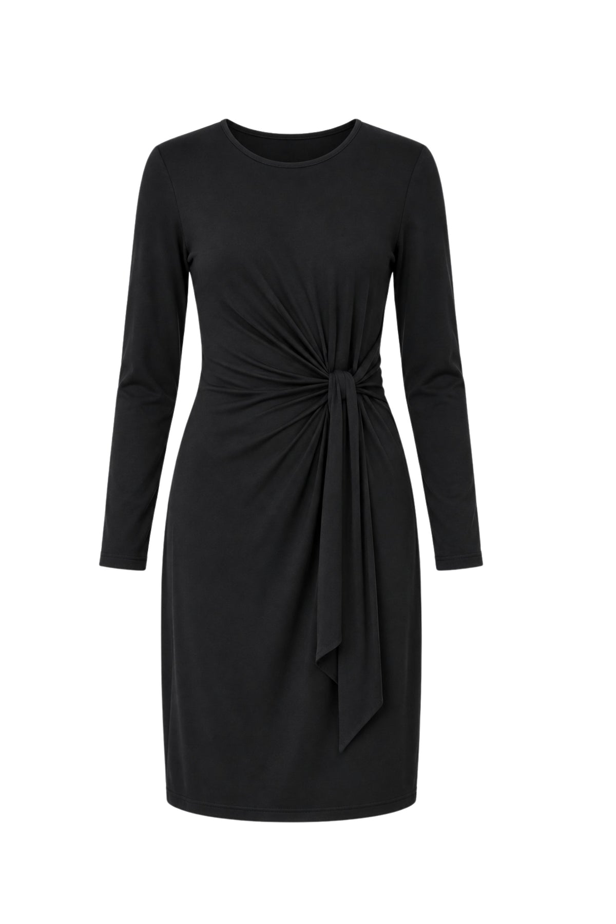 Dark chocolate long sleeve mini dress with knot
