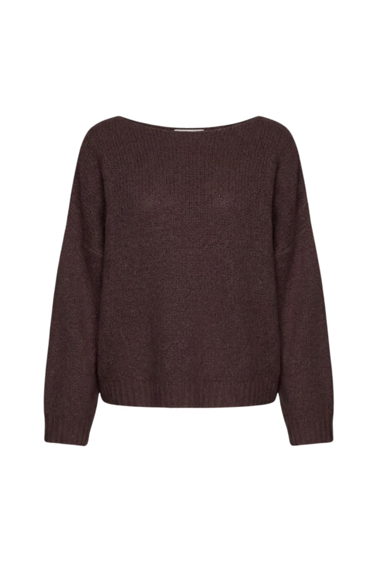 Sweter z alpaką Suri z szerokim dekoltem  czekoladowy - packshot