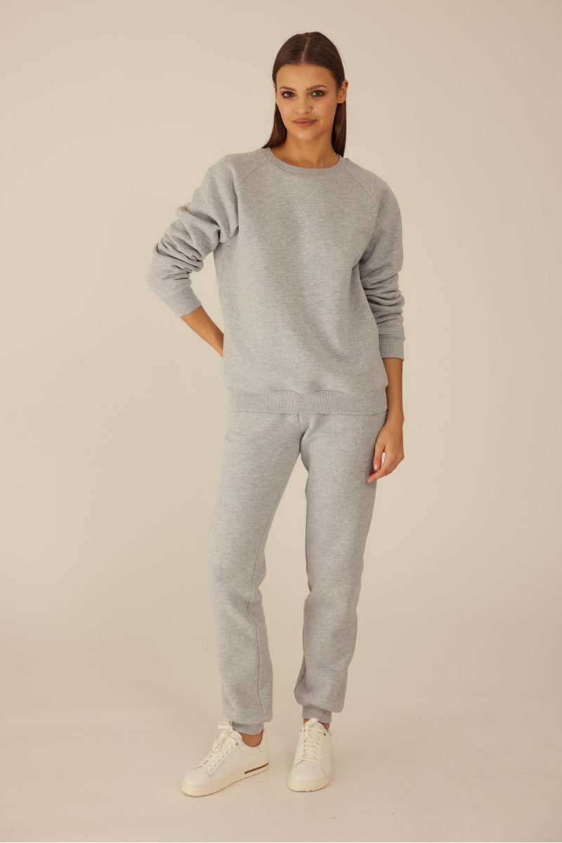 Gray sweatshirt without hood, gray melange