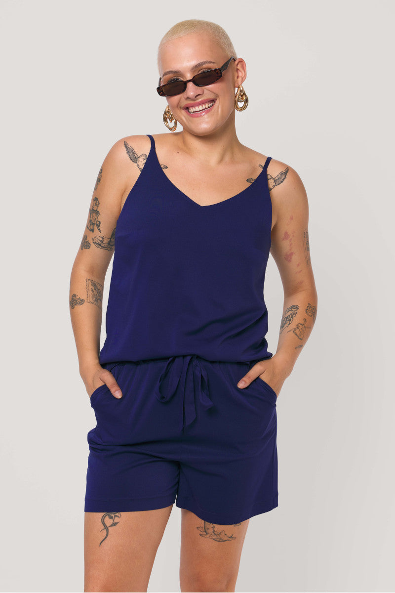 Szorty z wysokim stanem granatowe