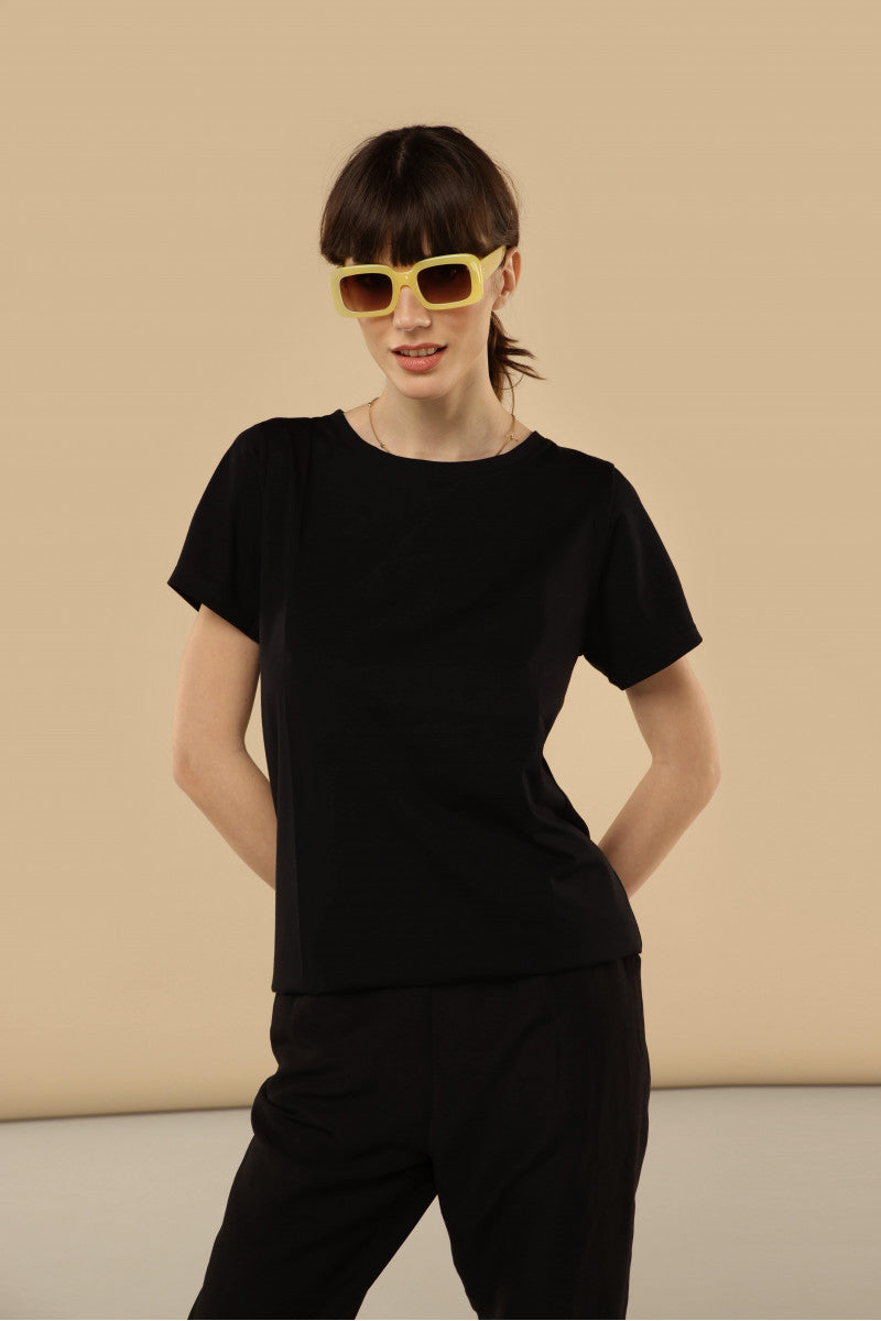 T-shirt basic z bambusa czarny