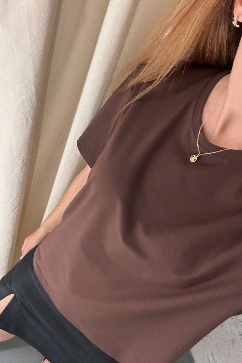 Chocolate boxy basic T-shirt