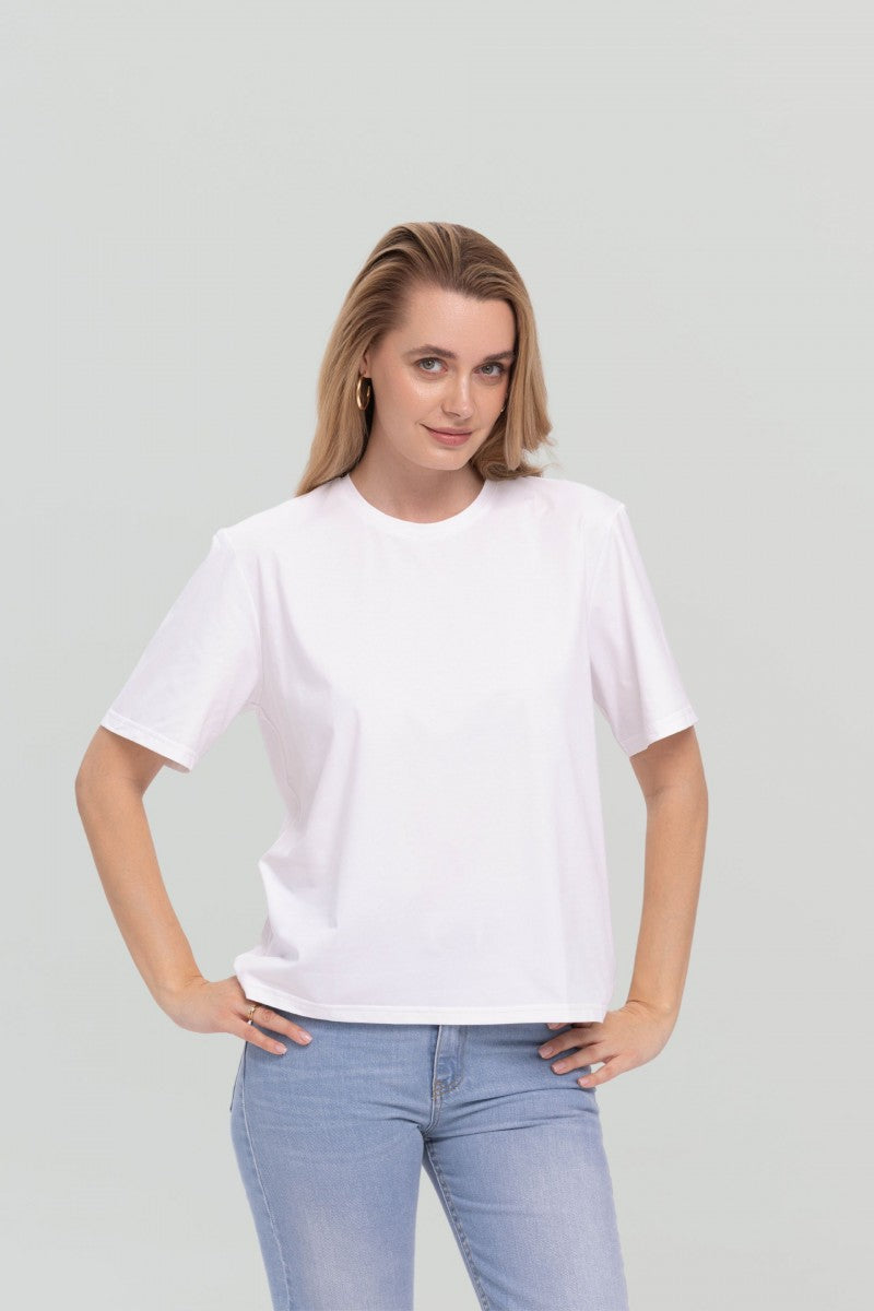 T-shirt basic o pudełkowym kroju biały