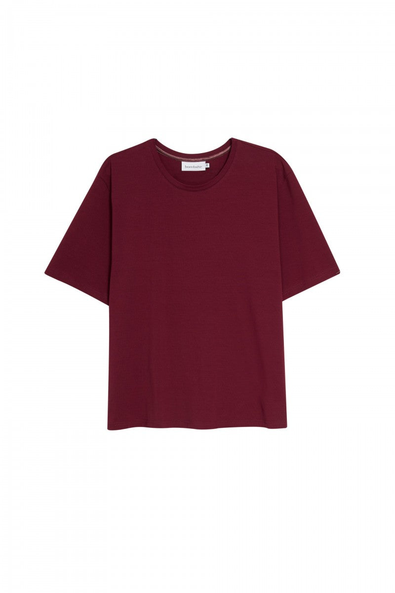 Basic boxy t-shirt in burgundy