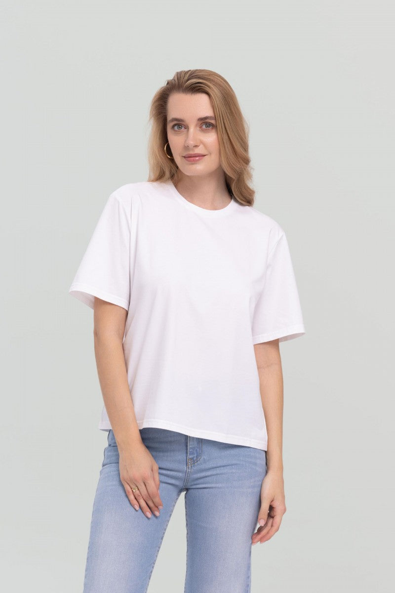 T-shirt basic o pudełkowym kroju biały