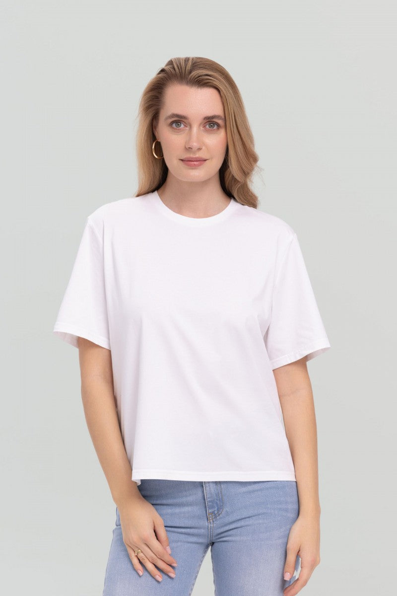 T-shirt basic o pudełkowym kroju biały