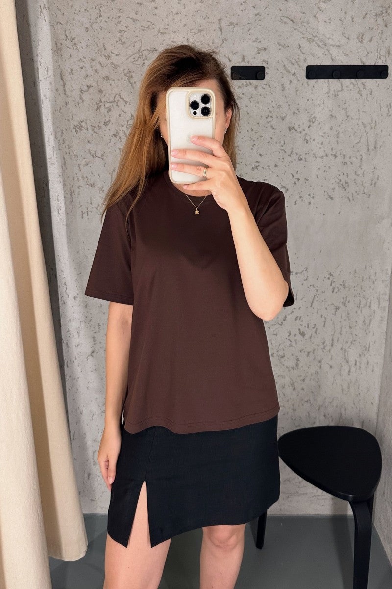 Chocolate boxy basic T-shirt