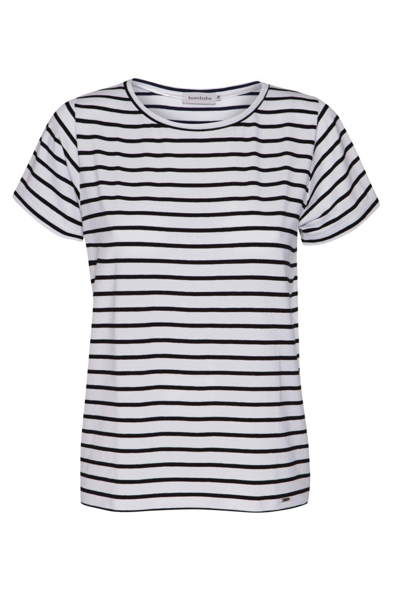Basic navy blue striped T-shirt