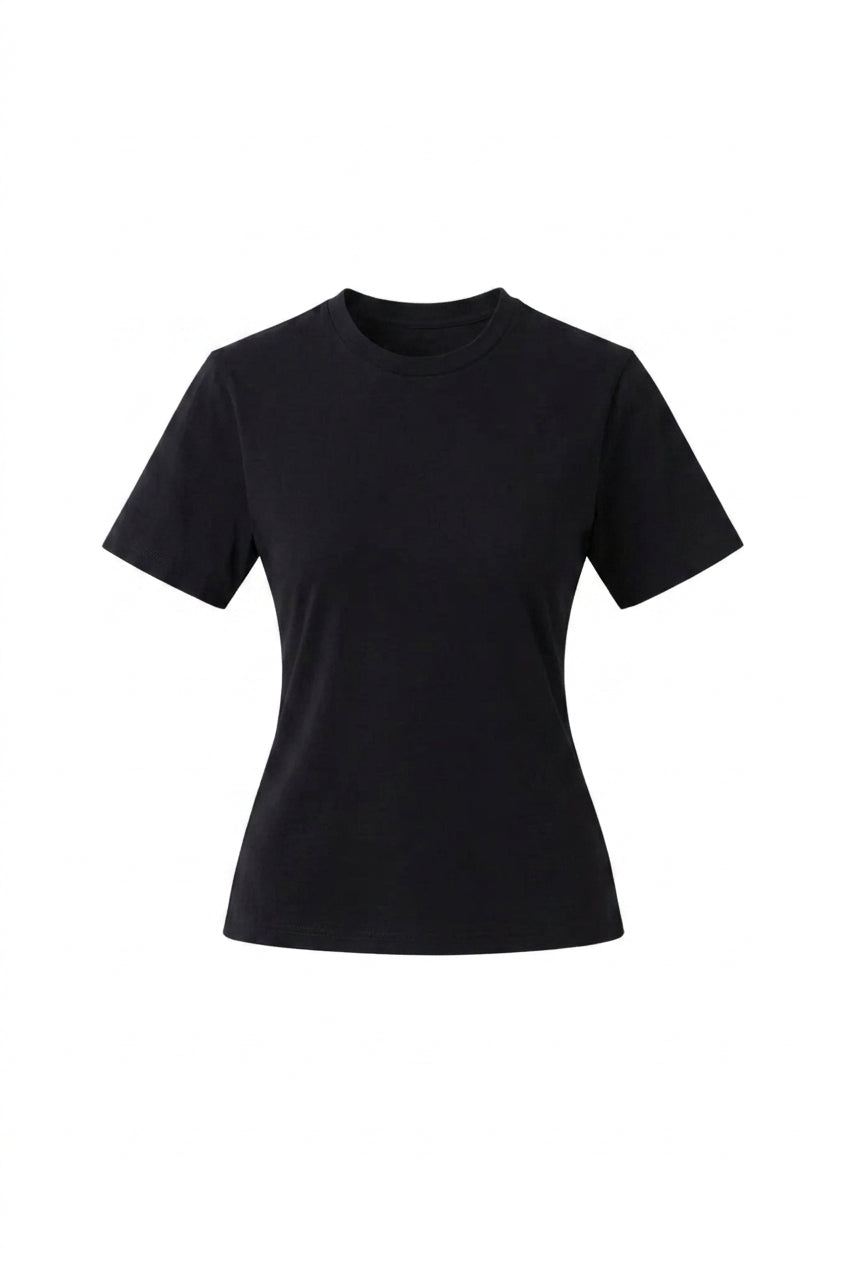 T-shirt z taliowaniem czarny - packshot