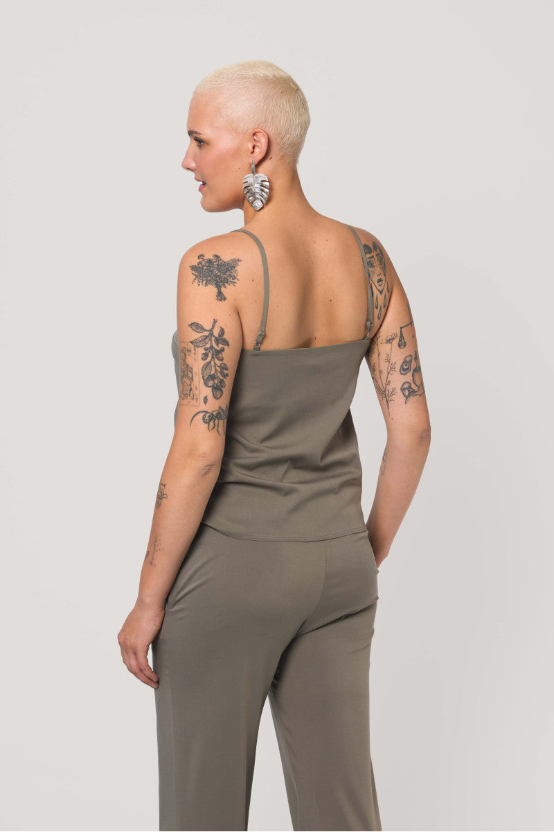 Olive viscose strappy top
