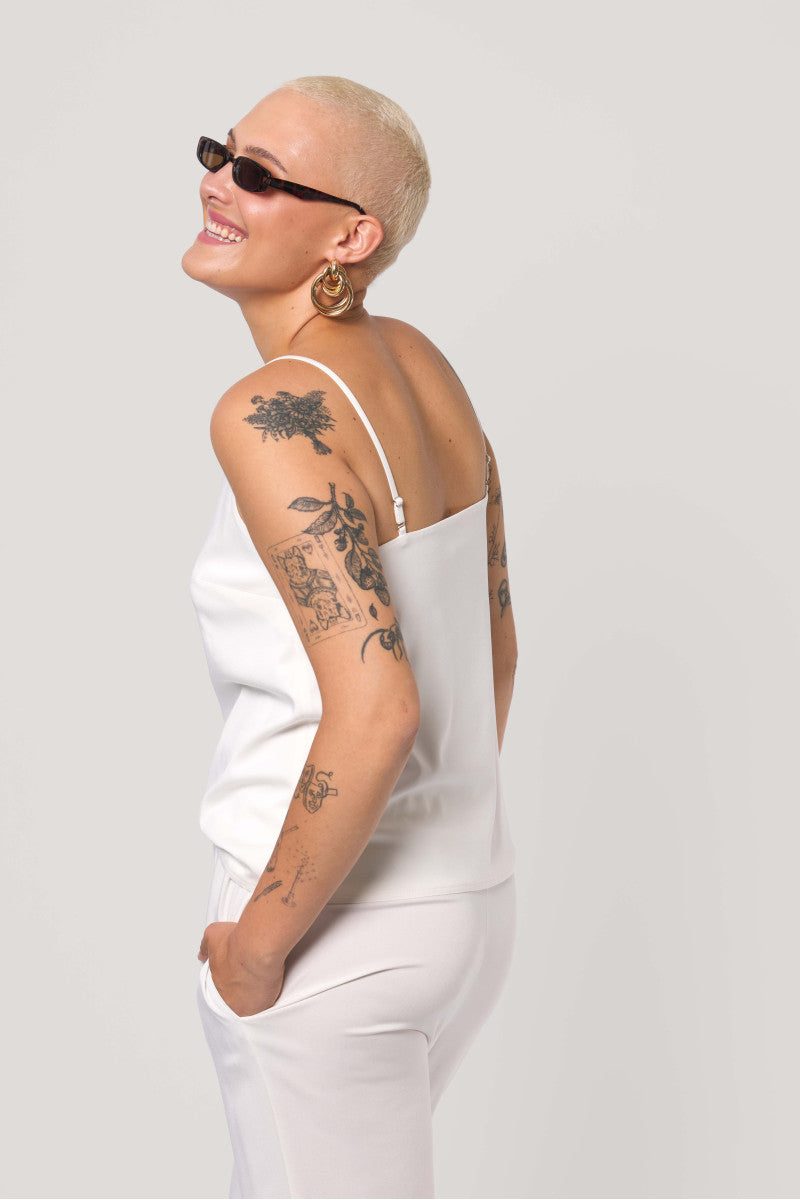 Cream viscose strappy top