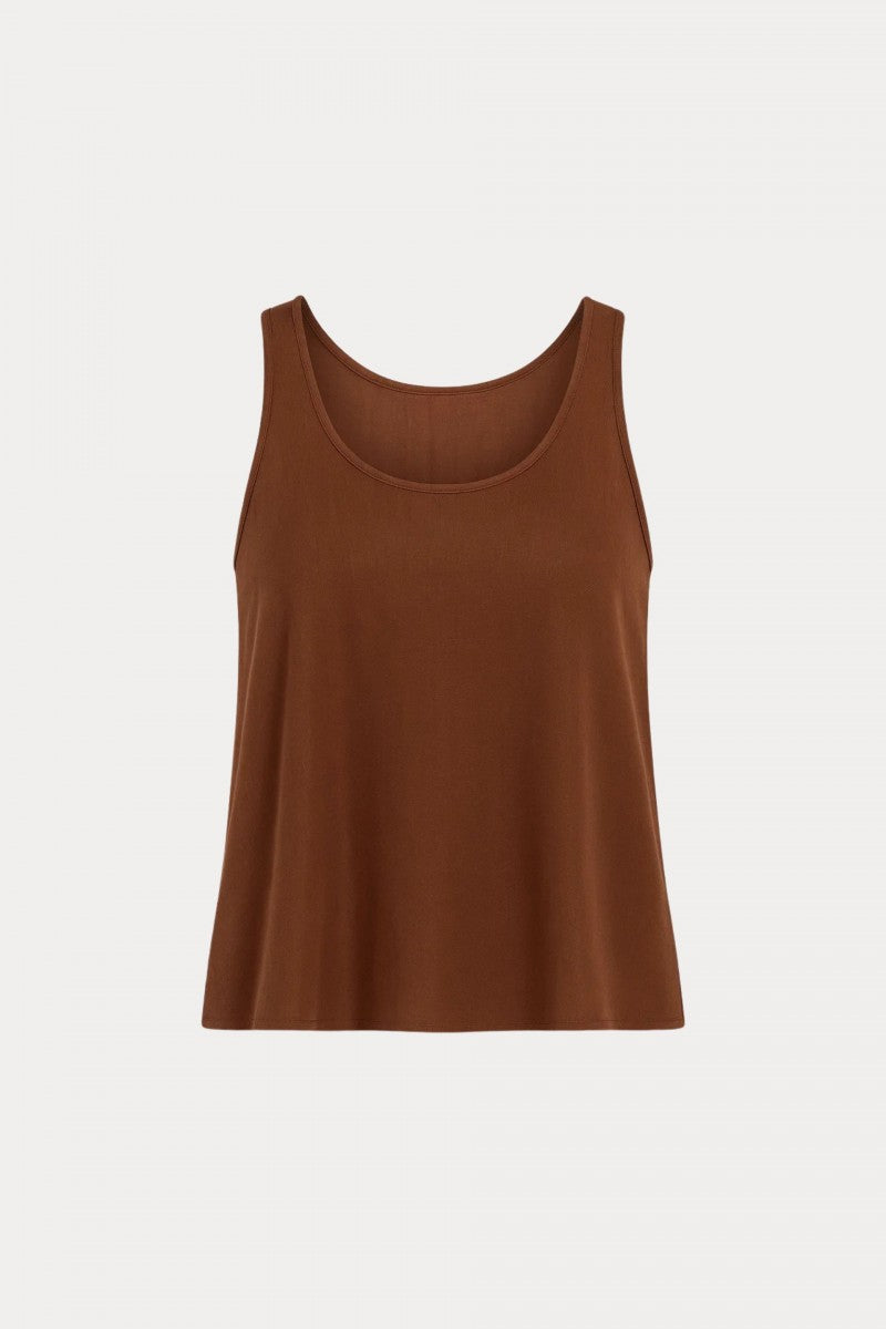 Top o luźnym kroju głęboki brązowy