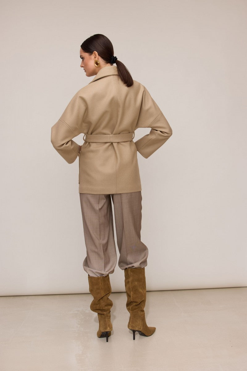 Kurtka szlafrokowa z wełny merino beżowa