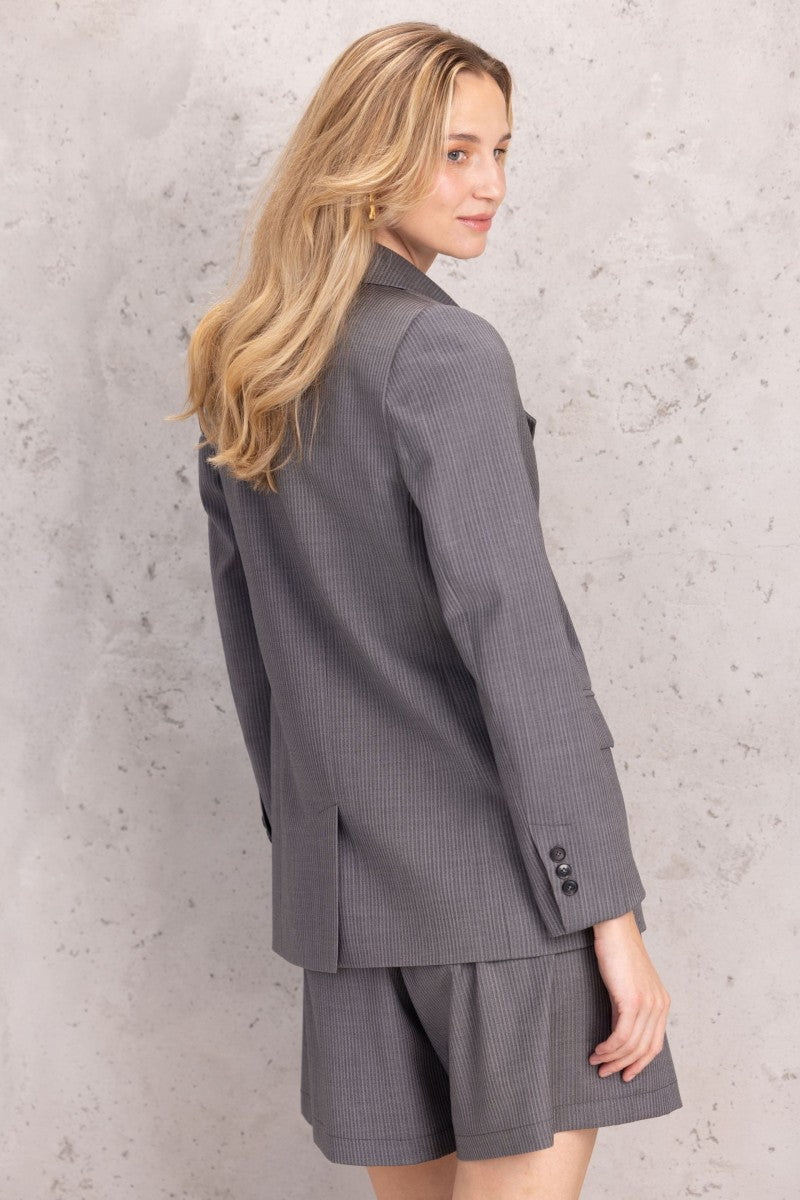 Wool jacket with gray stripes