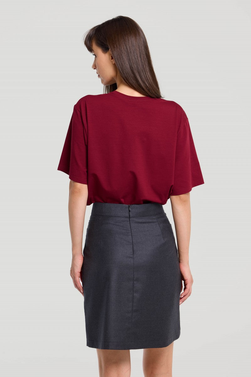 Wool skirt with slits and silk anthracite