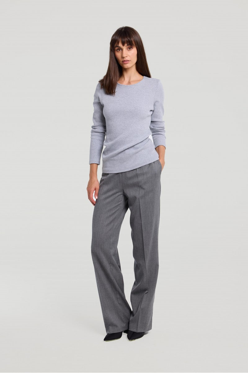 Woolen lined trousers with elastic waistband, gray