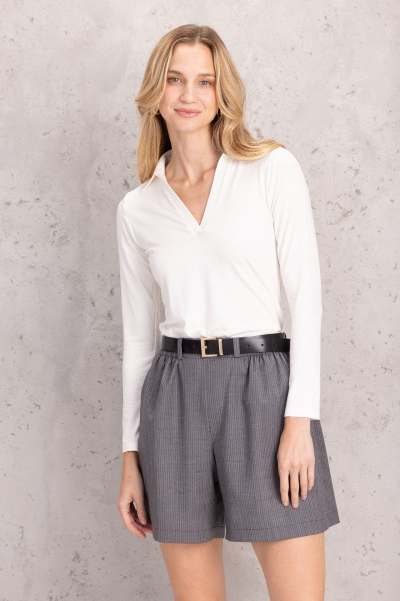 Wełniane szorty na gumie szare paski szary