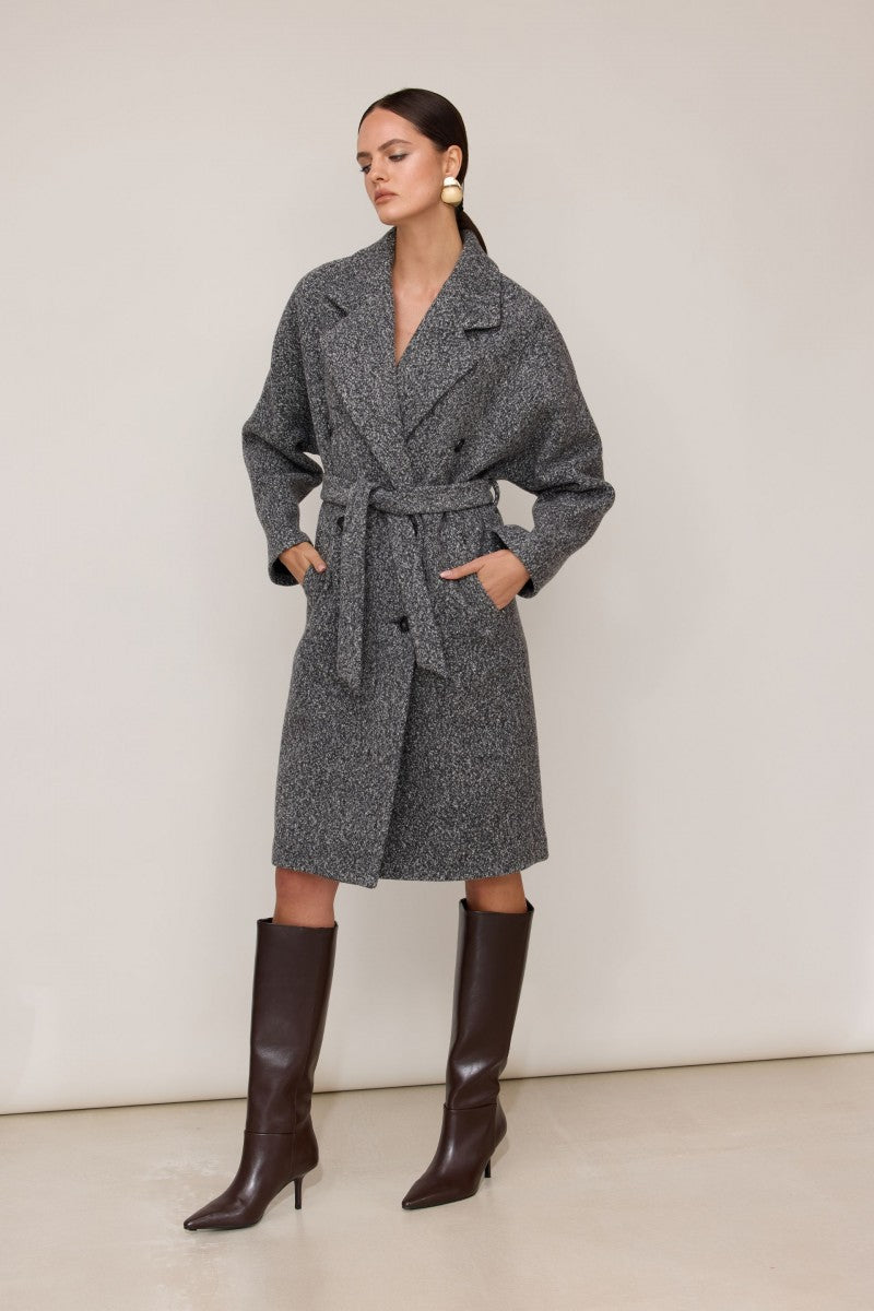 Wełniany płaszcz z kaszmirem czarny